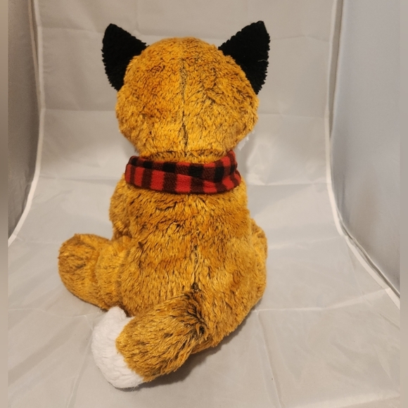 14” DanDee Fox wearing Plaid Scarf Plush Stuffed Animal - Picture 3 of 7